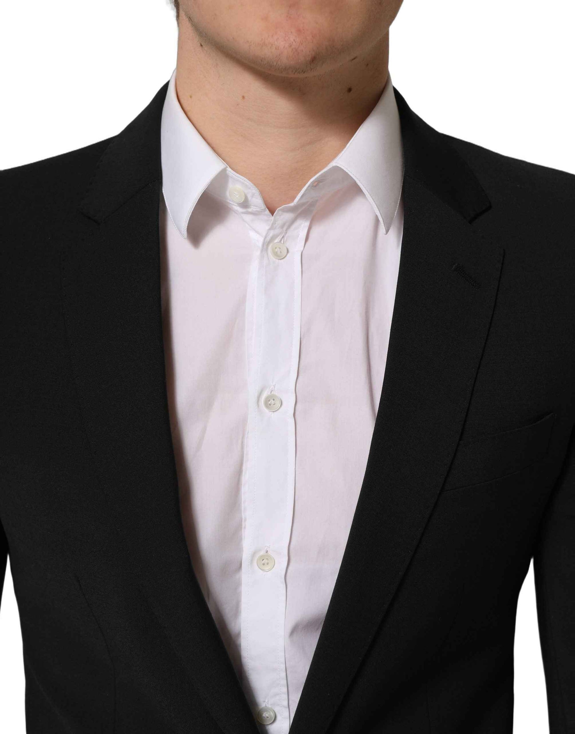 Black Wool Slim Fit Formal 2 Piece Men Suit