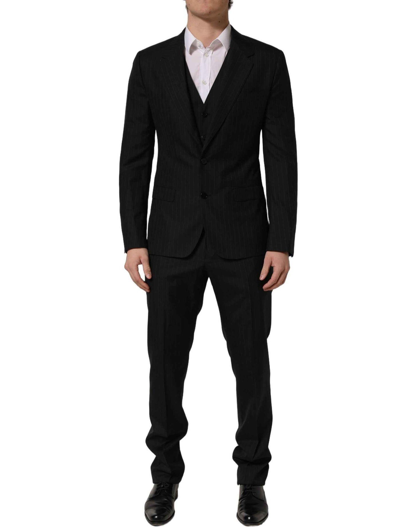 Black Stripes Slim Fit Formal 3 Piece Suit