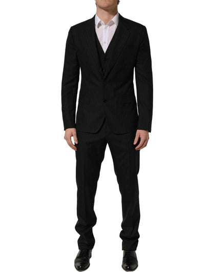 Black Stripes Slim Fit Formal 3 Piece Suit