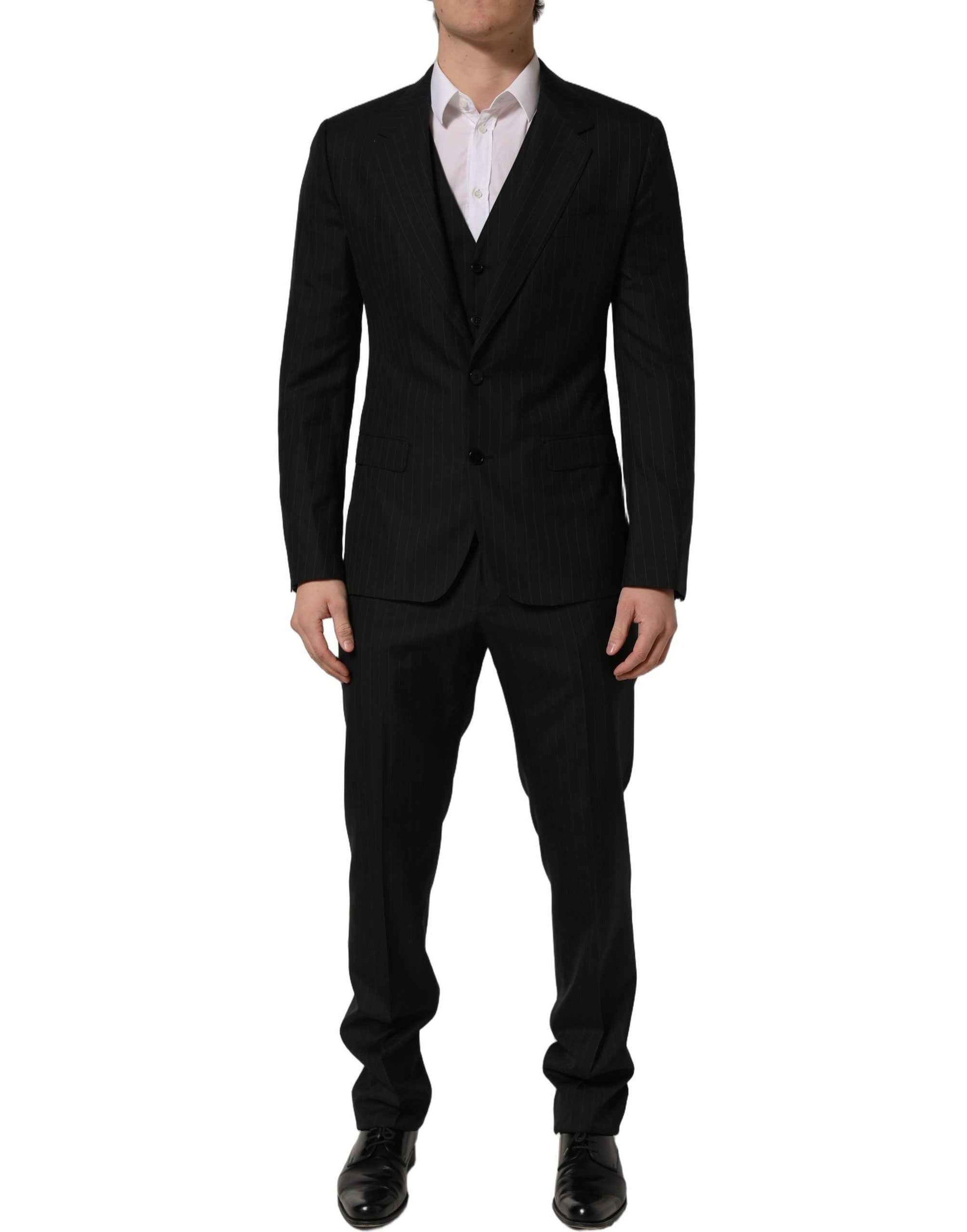 Black Stripes Slim Fit Formal 3 Piece Suit