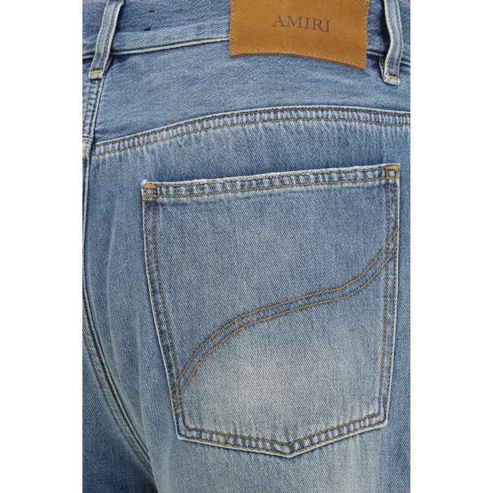 Blue Cotton Flared Jeans