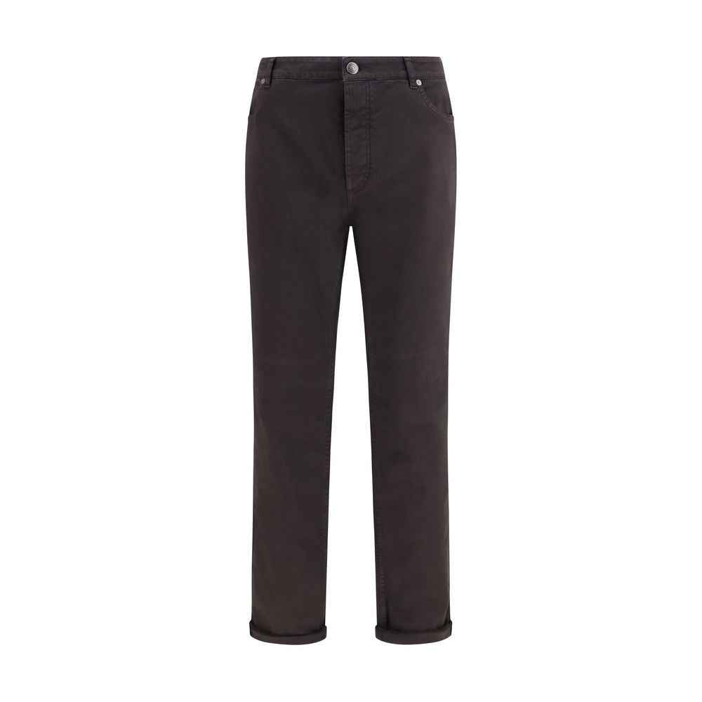 Brown Cotton Cropped Jeans