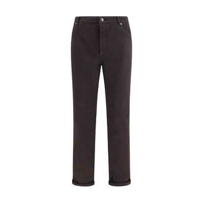 Brown Cotton Cropped Jeans