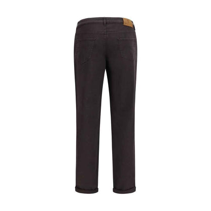Brown Cotton Cropped Jeans