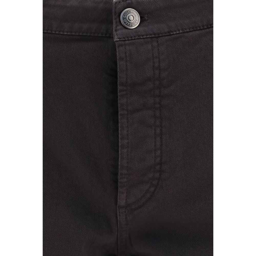 Brown Cotton Cropped Jeans