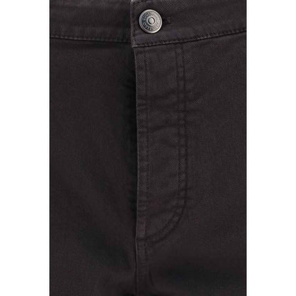 Brown Cotton Cropped Jeans