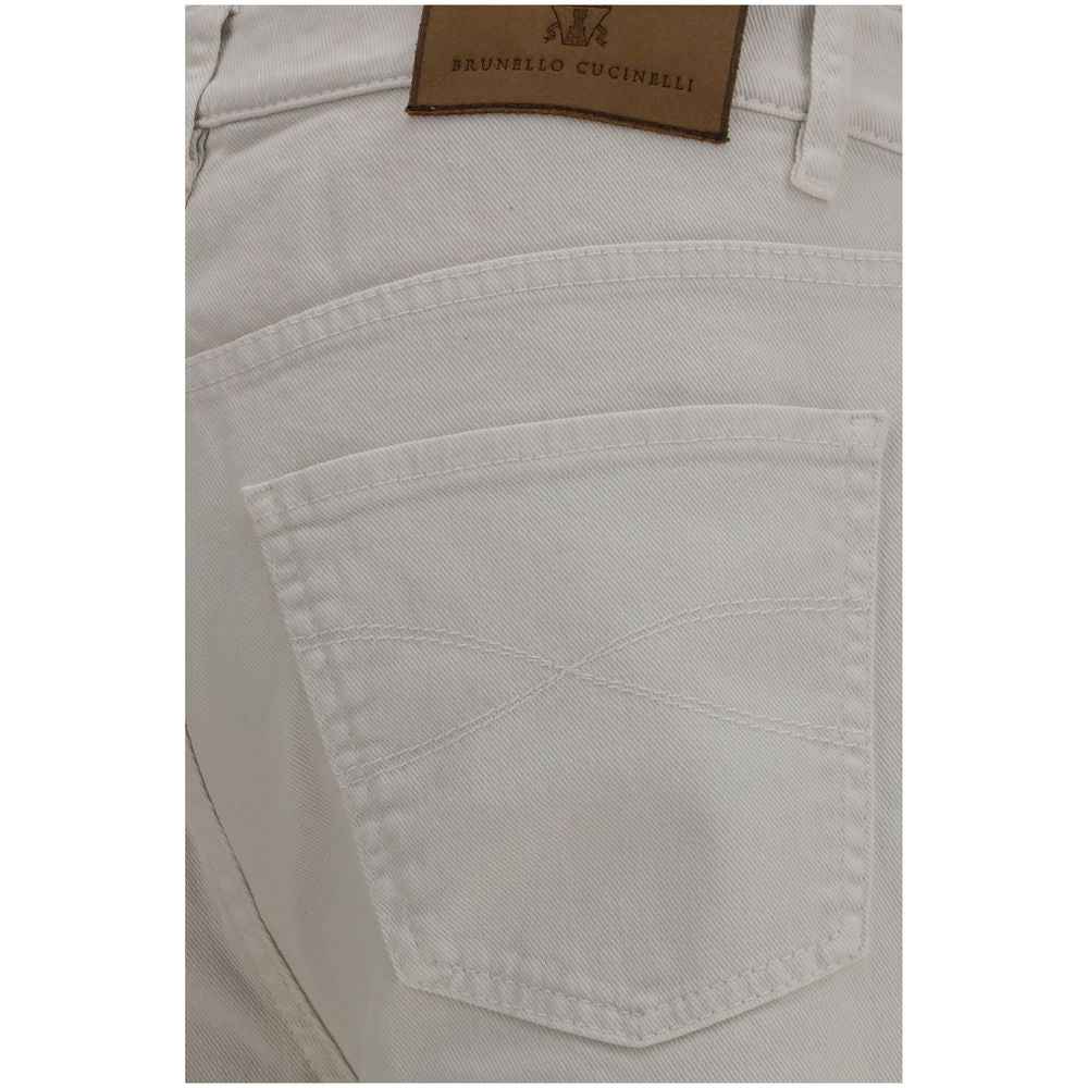 White Cotton Straight-Leg Jeans