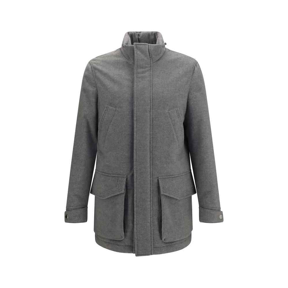 Gray Cashmere Full-Length Jacket