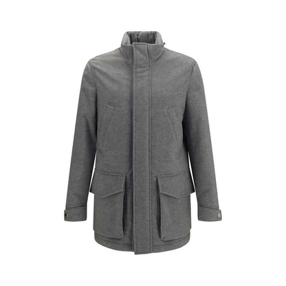 Gray Cashmere Full-Length Jacket