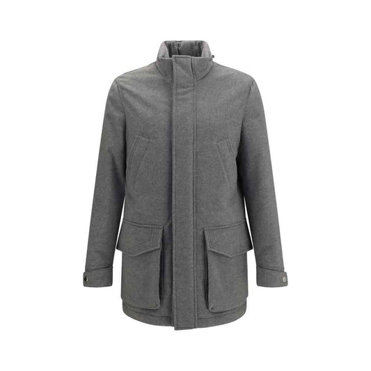 Gray Cashmere Full-Length Jacket