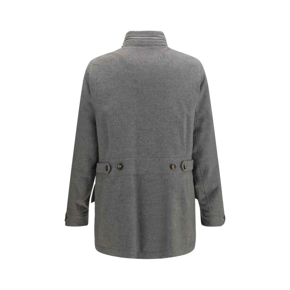 Gray Cashmere Full-Length Jacket