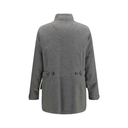 Gray Cashmere Full-Length Jacket