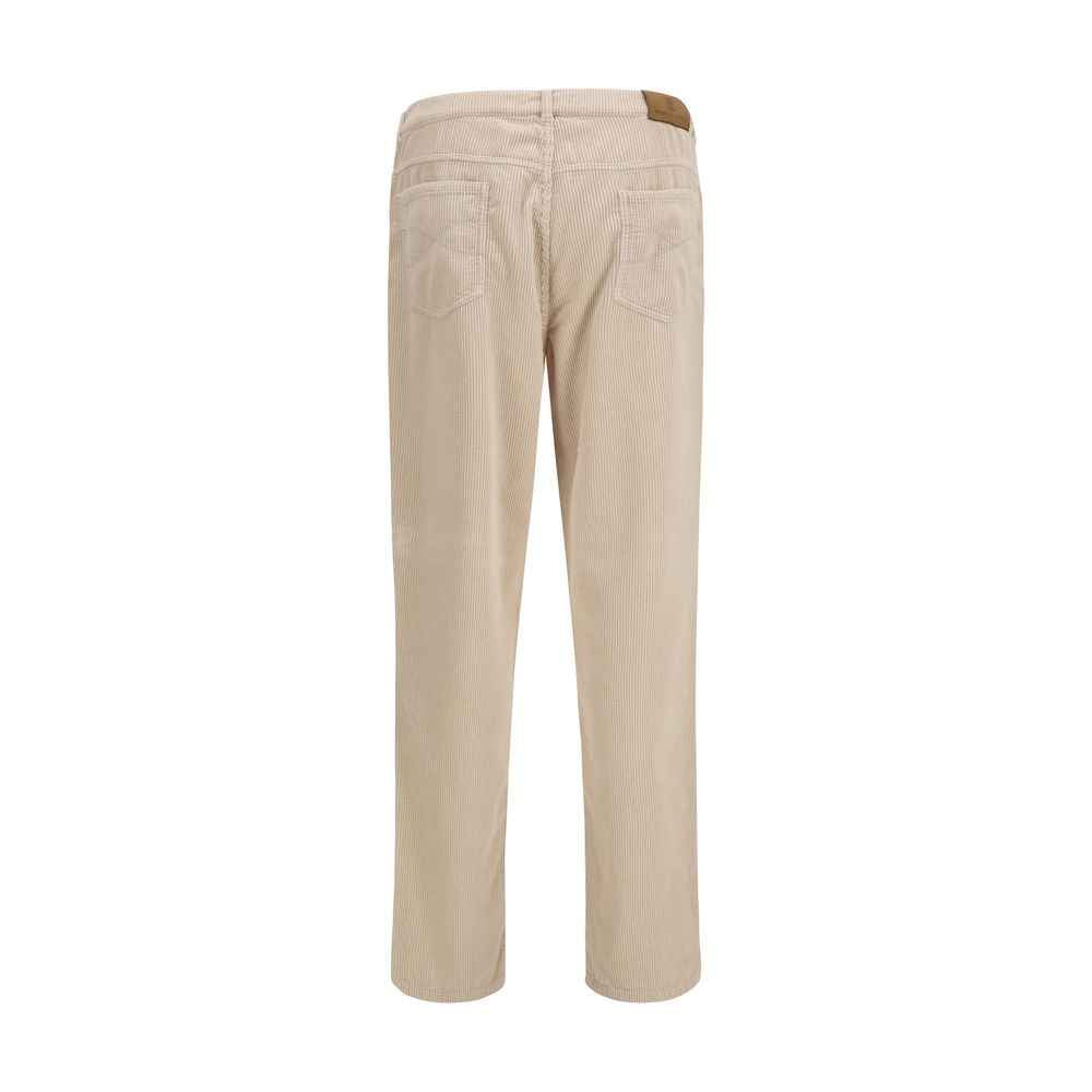 Beige Cotton Casual Pants