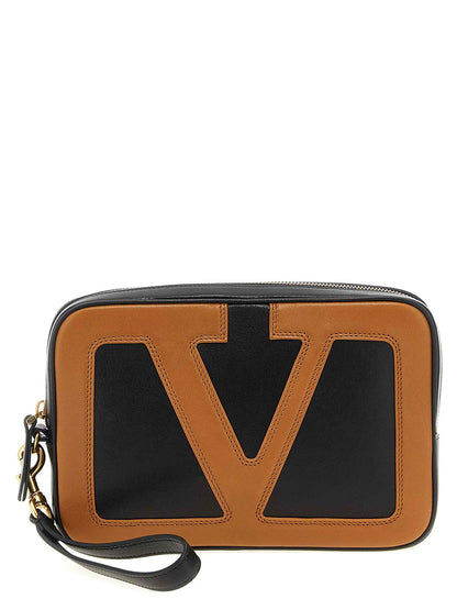 Multicolor Lamb Leather Clutch Bag