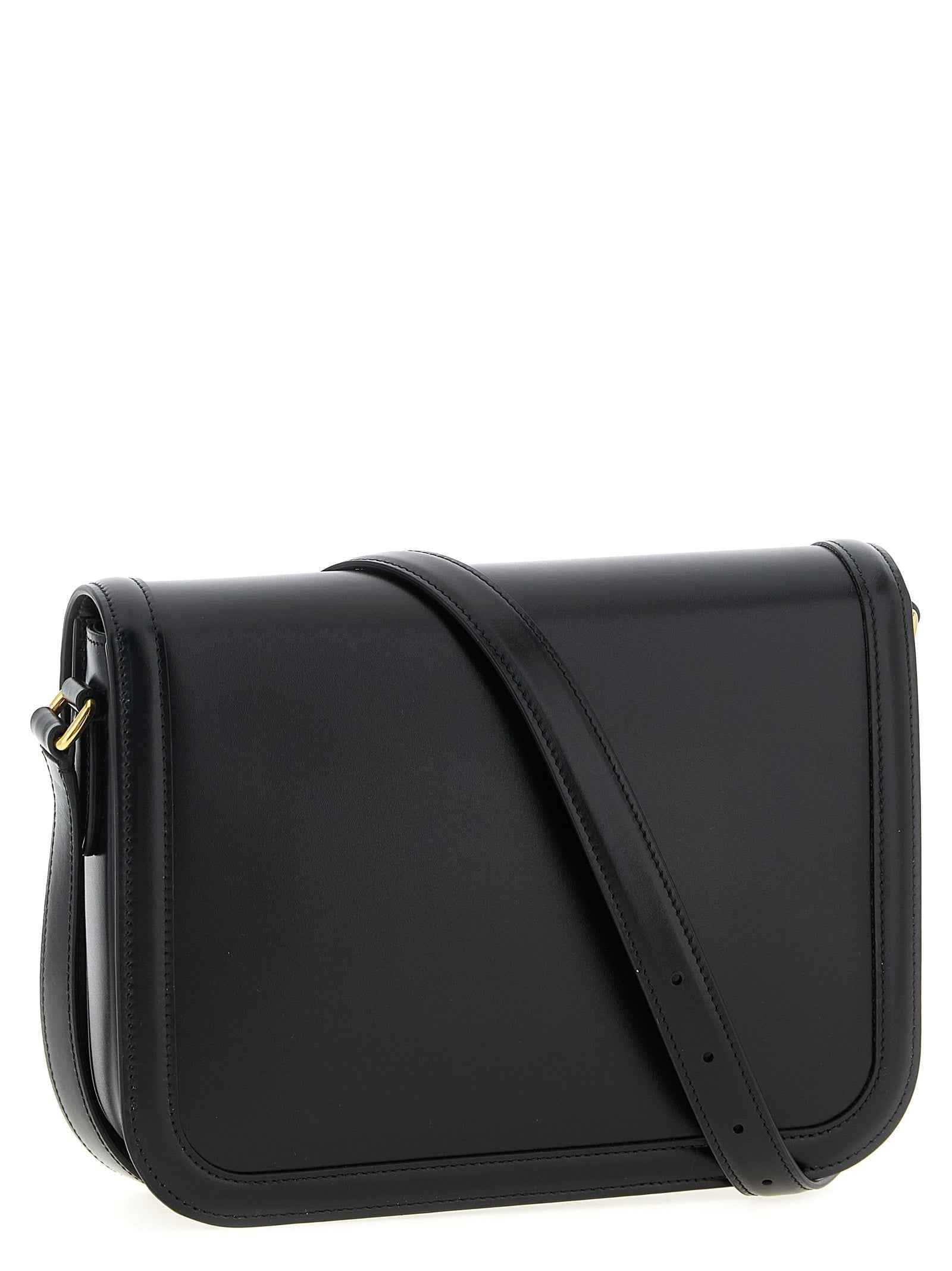 Black Calfskin Shoulder Bag