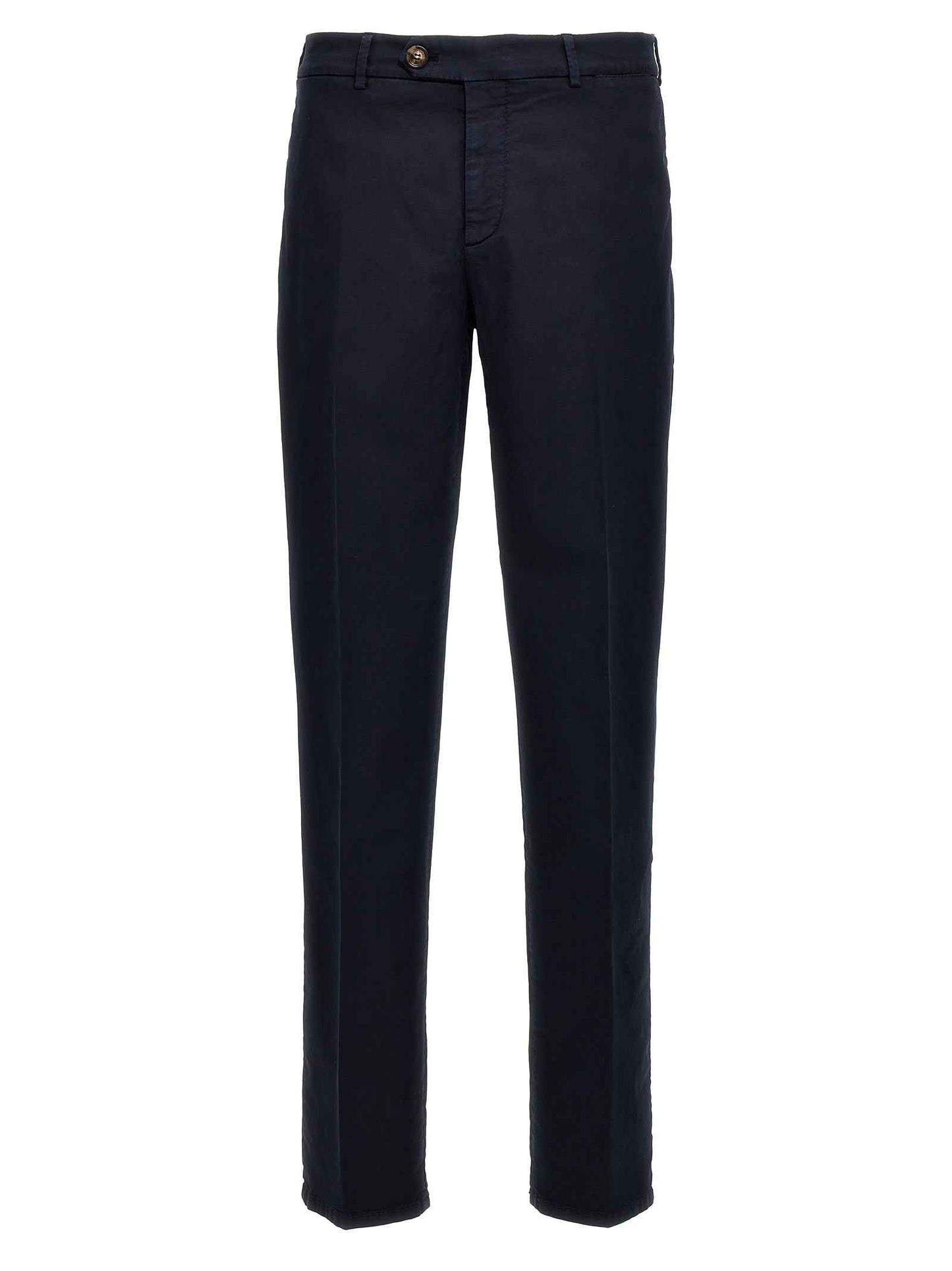 Blue Cotton Casual Pants