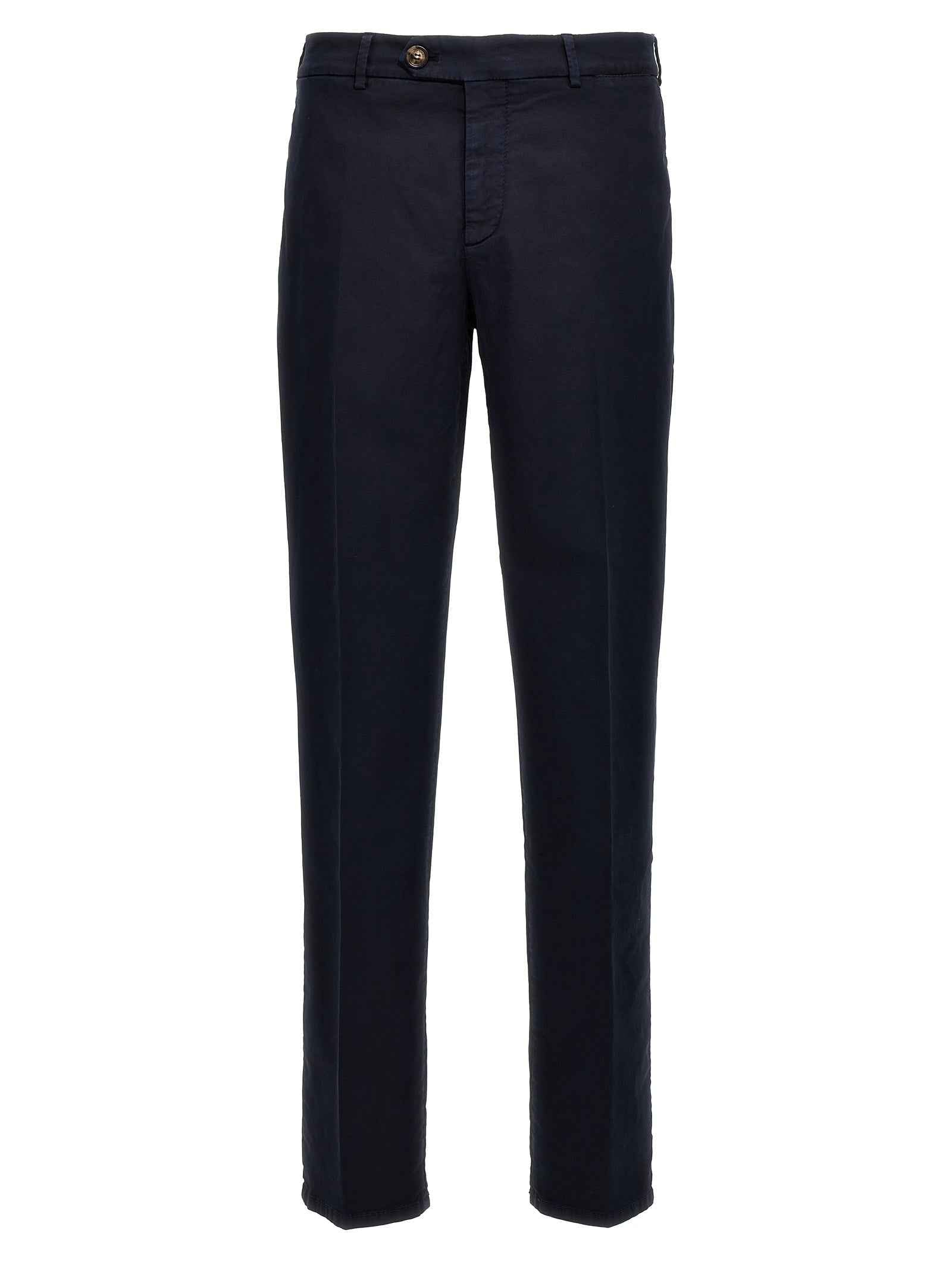 Blue Cotton Casual Pants
