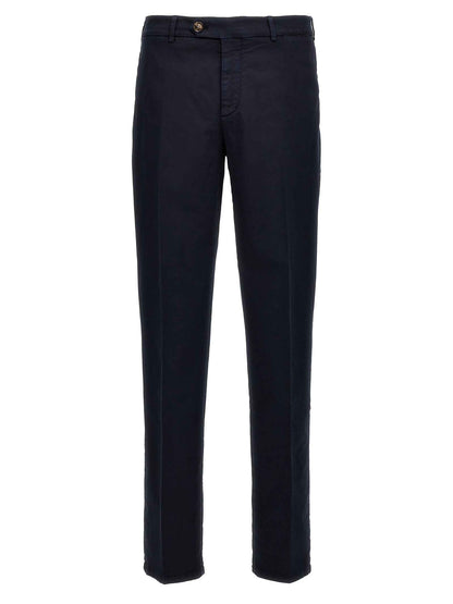 Blue Cotton Casual Pants
