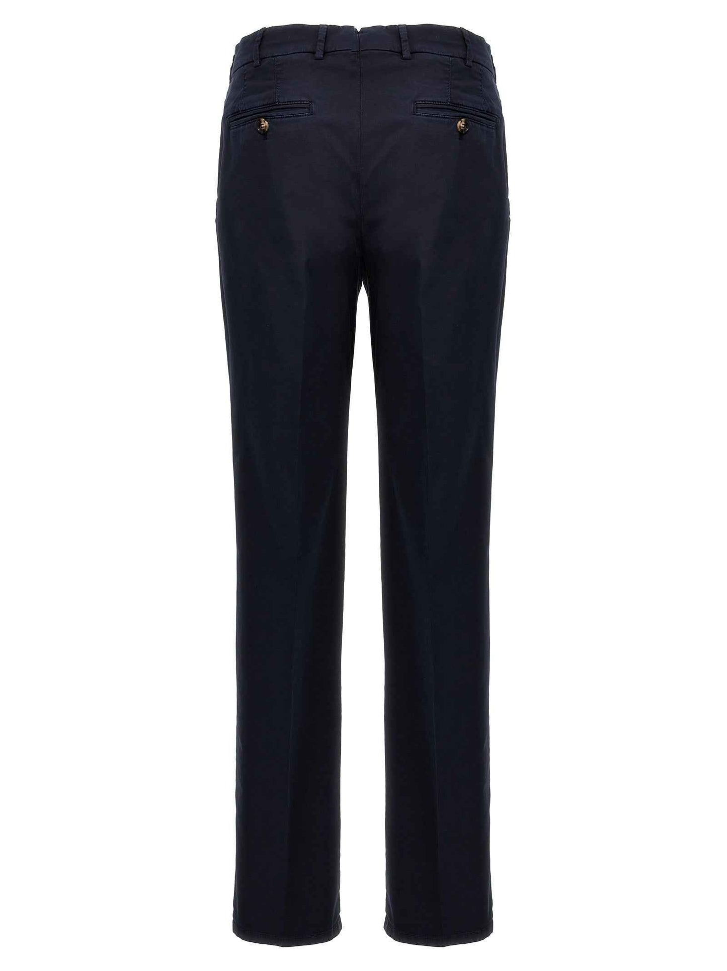 Blue Cotton Casual Pants