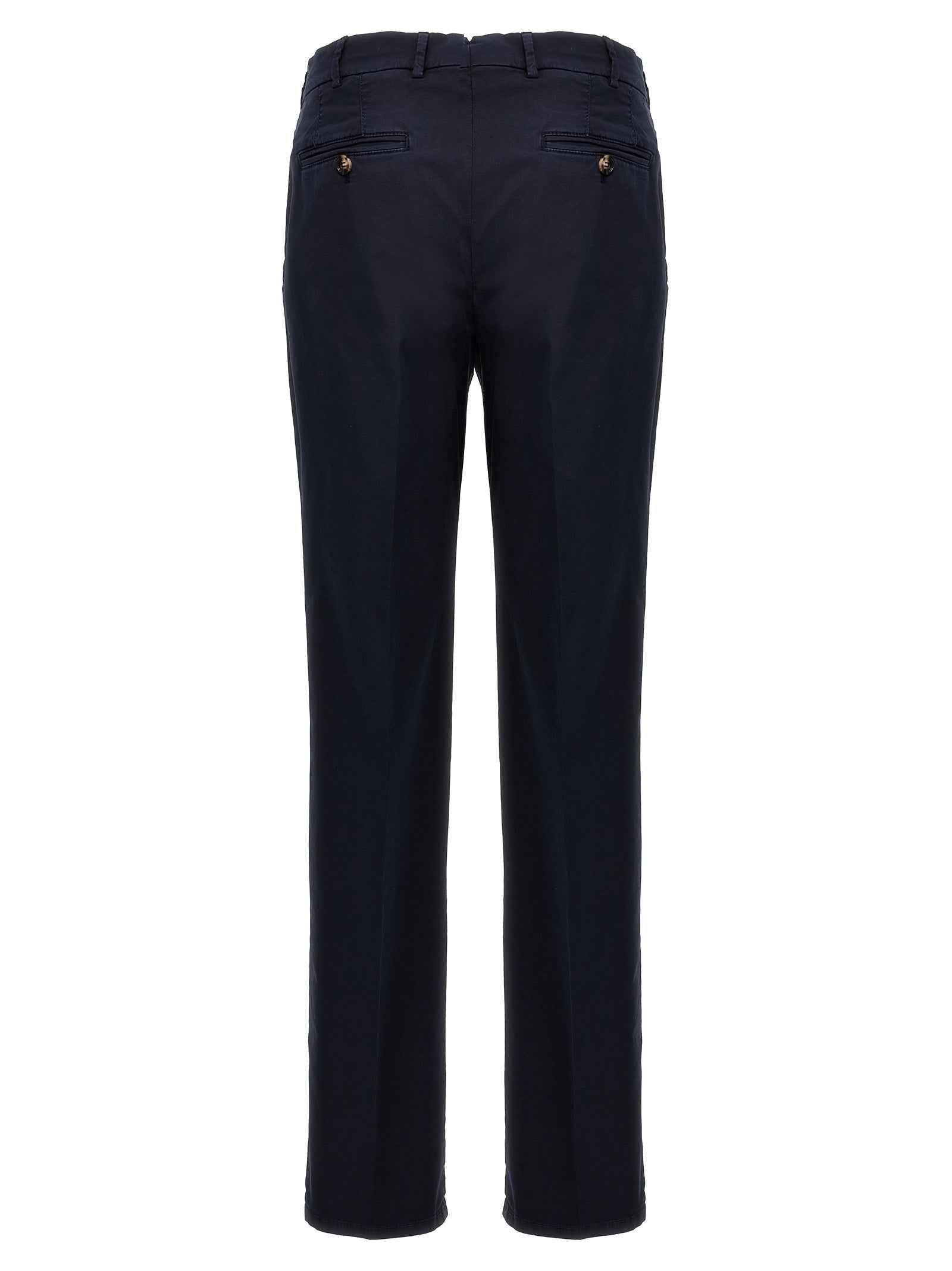 Blue Cotton Casual Pants
