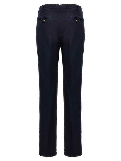 Blue Cotton Casual Pants