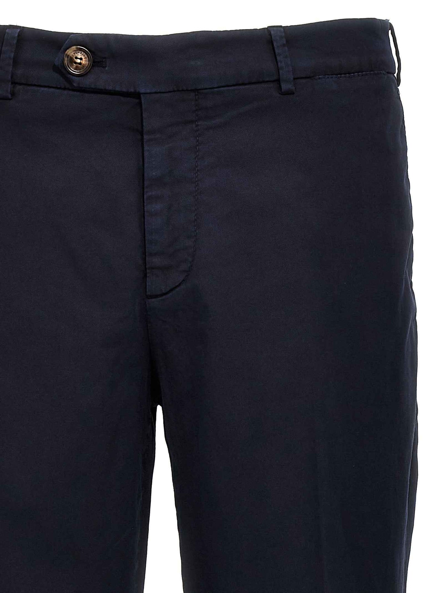 Blue Cotton Casual Pants