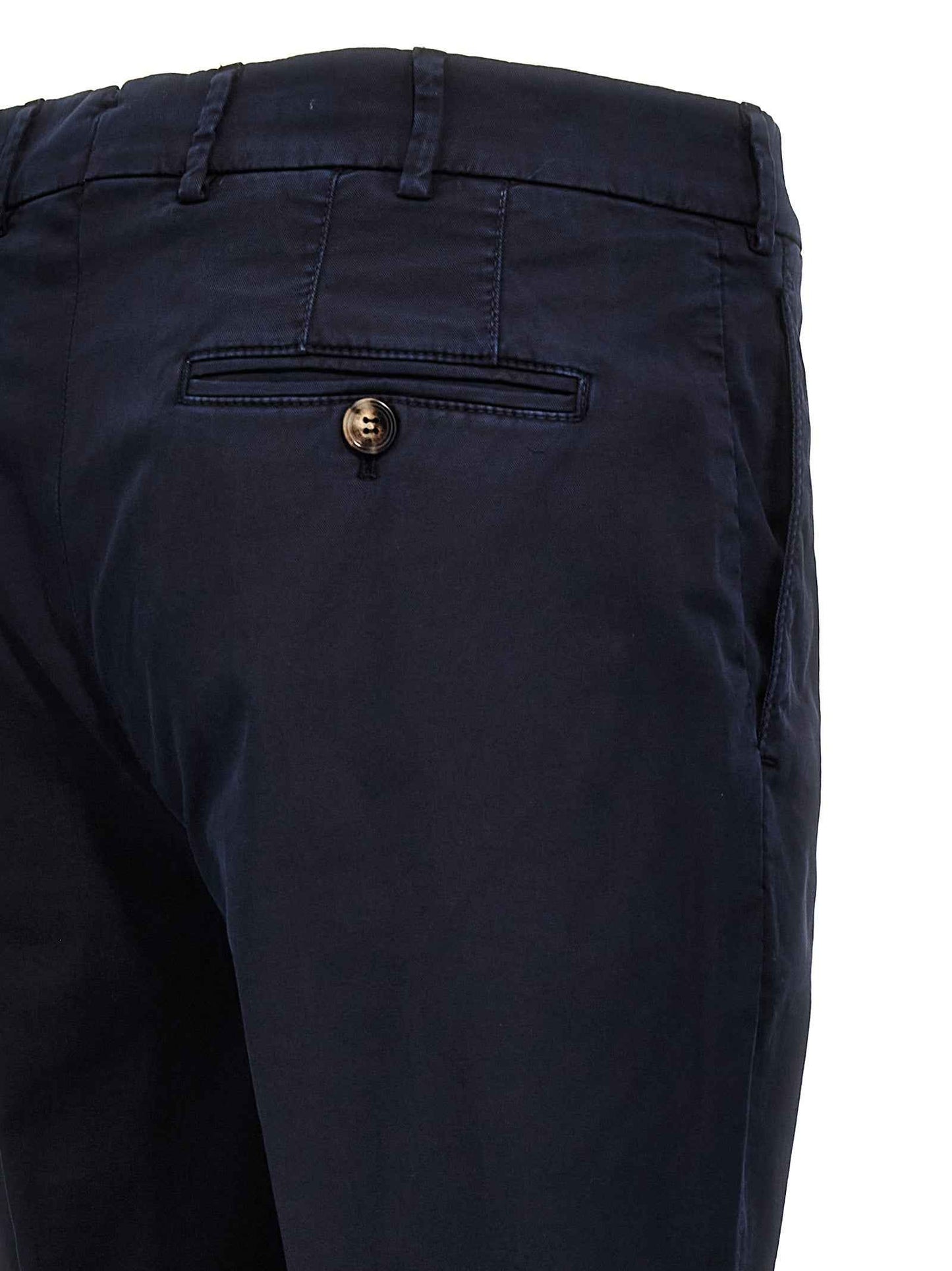 Blue Cotton Casual Pants
