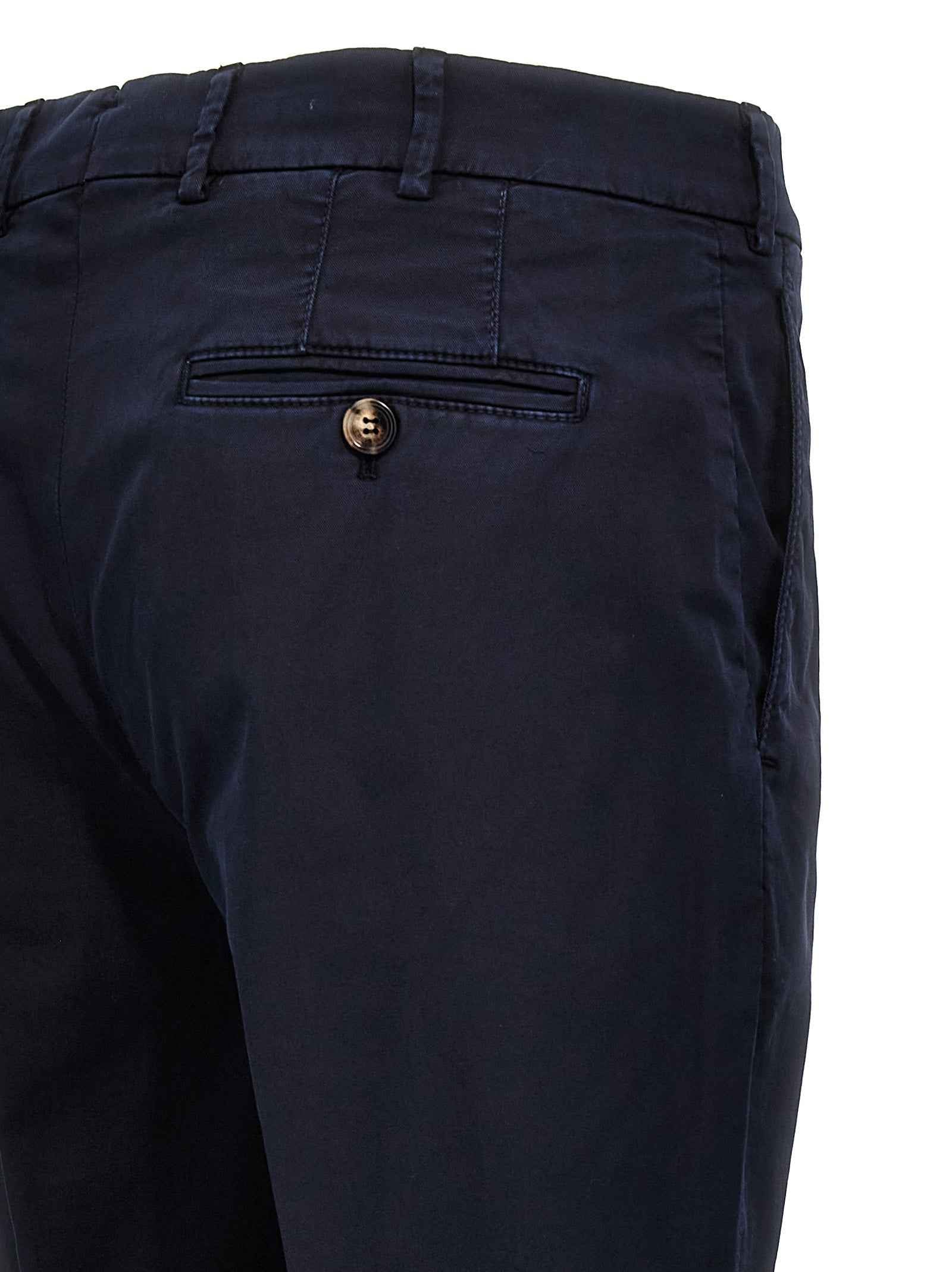 Blue Cotton Casual Pants