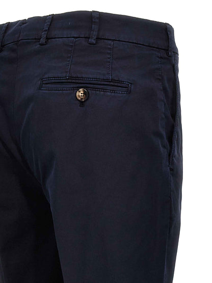 Blue Cotton Casual Pants