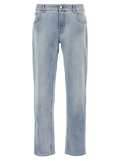 Blue Cotton Slim Fit Jeans