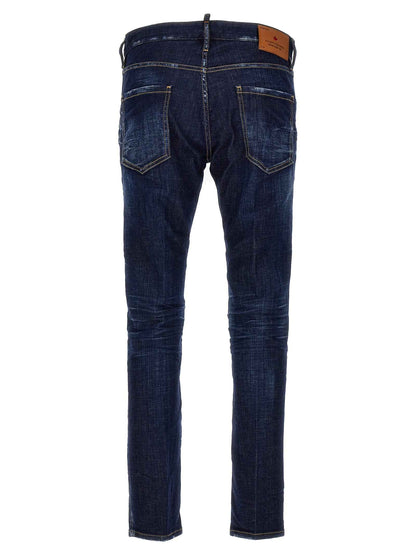 Blue Cotton Skinny Jeans