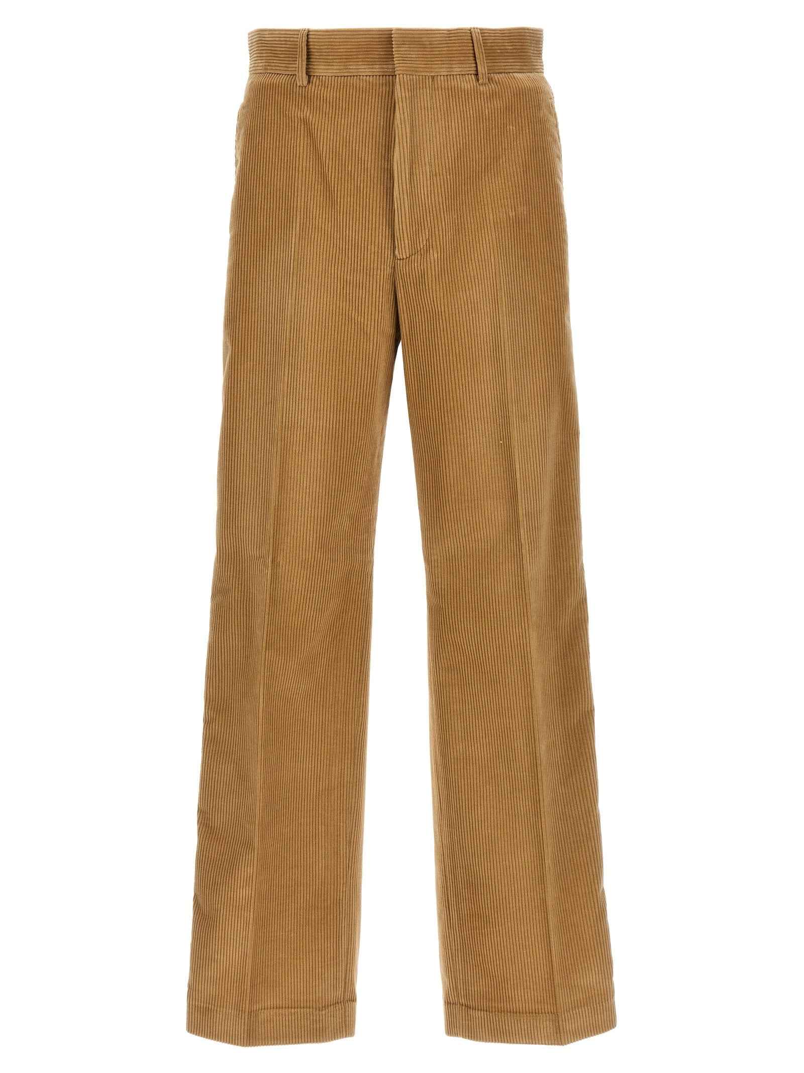 Beige Cotton Casual Pants