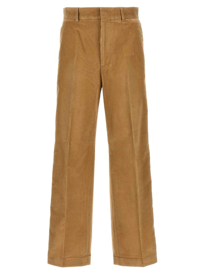 Beige Cotton Casual Pants