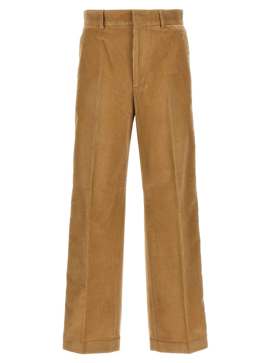 Beige Cotton Casual Pants