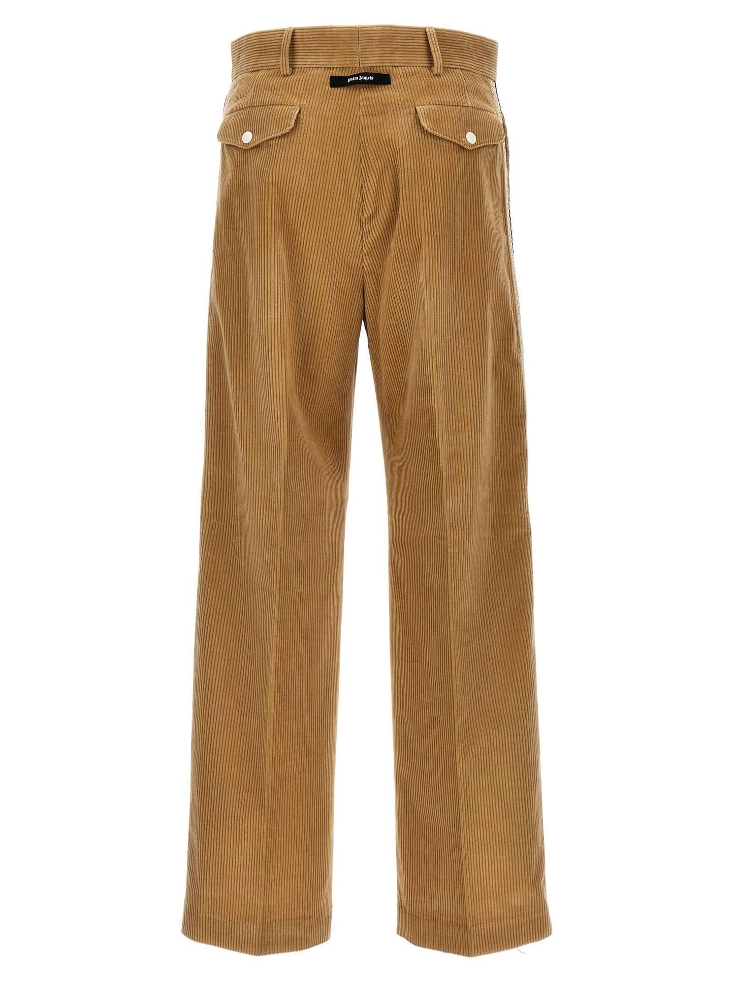 Beige Cotton Casual Pants