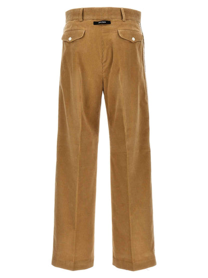 Beige Cotton Casual Pants