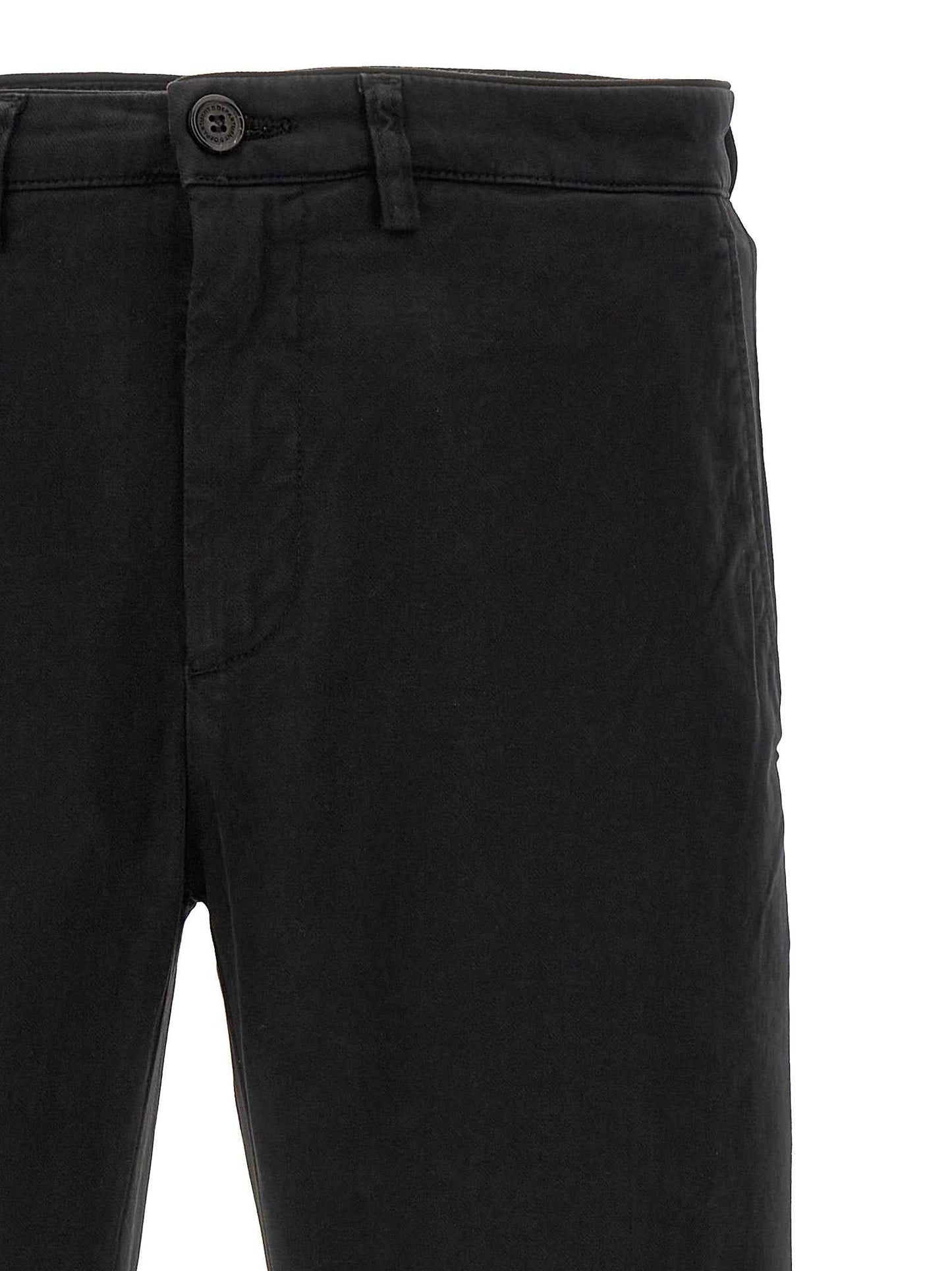 Black Cotton Casual Pants