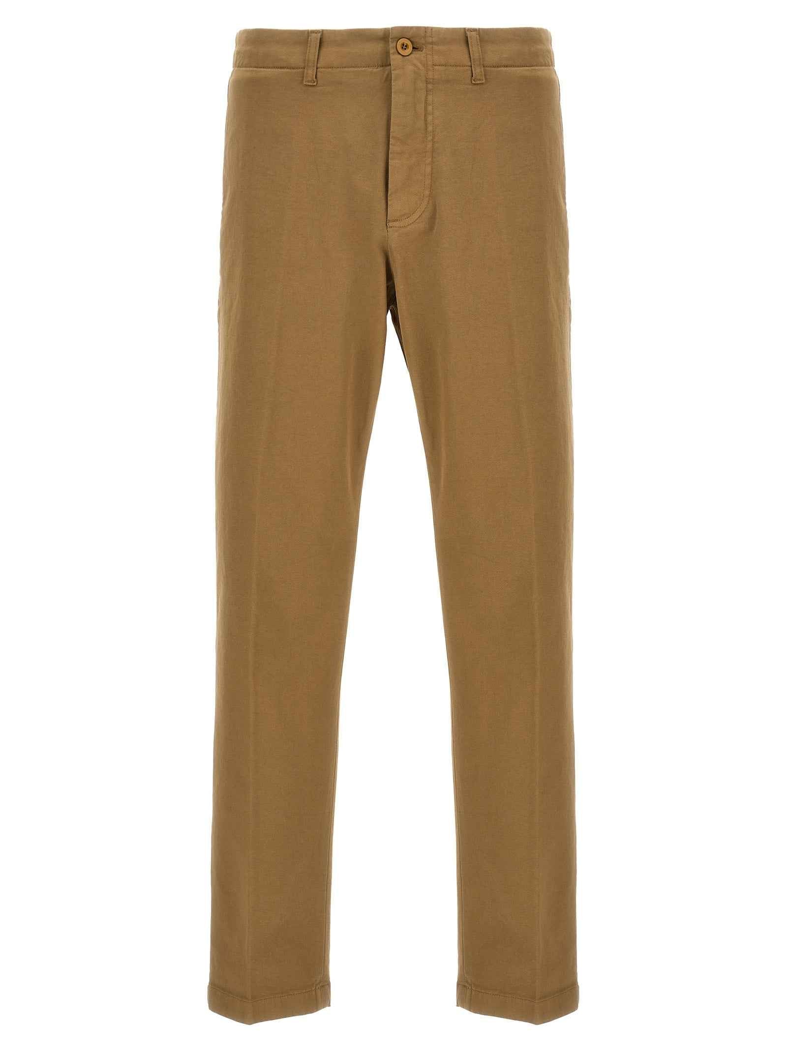 Beige Cotton Casual Pants