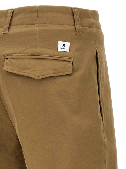 Beige Cotton Casual Pants