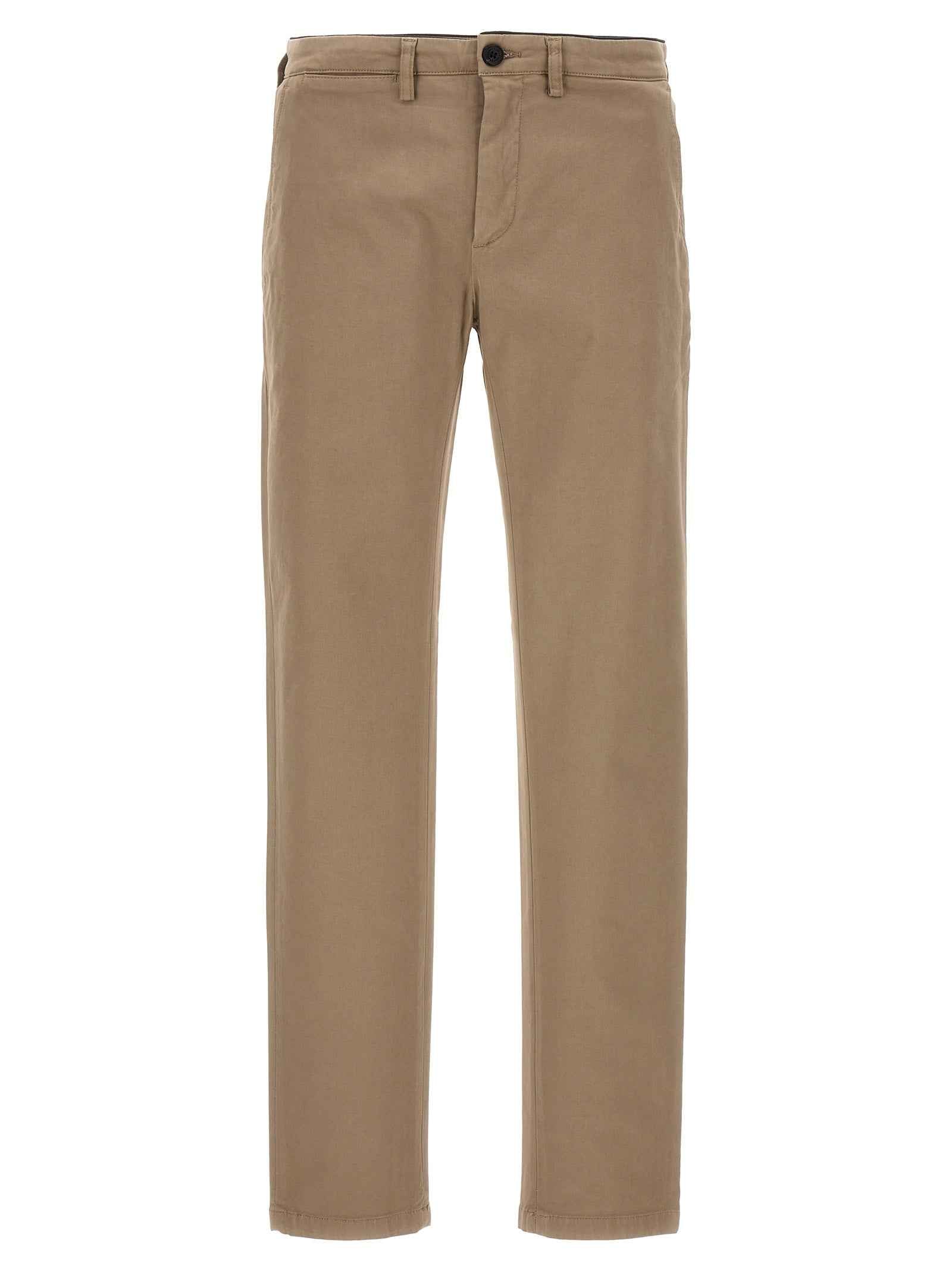 Beige Cotton Casual Pants