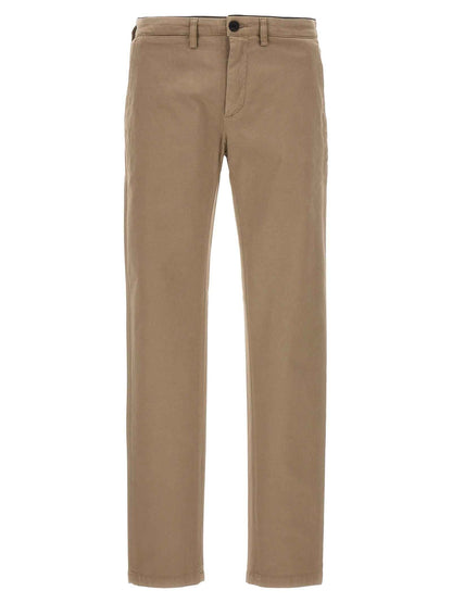 Beige Cotton Casual Pants