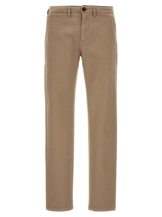 Beige Cotton Casual Pants