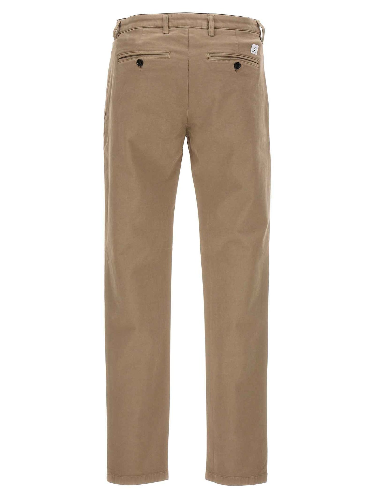 Beige Cotton Casual Pants