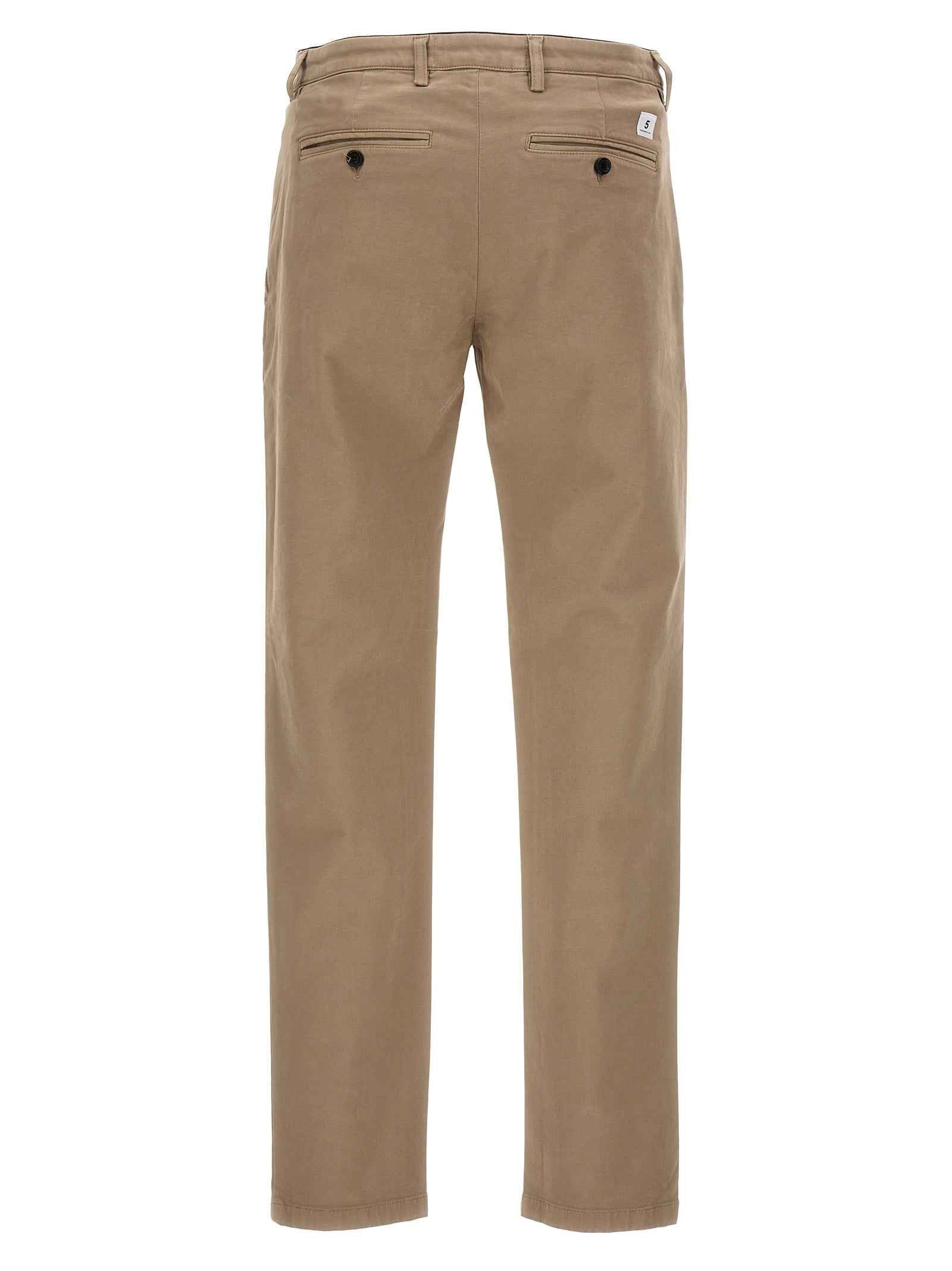 Beige Cotton Casual Pants