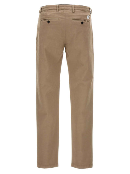 Beige Cotton Casual Pants
