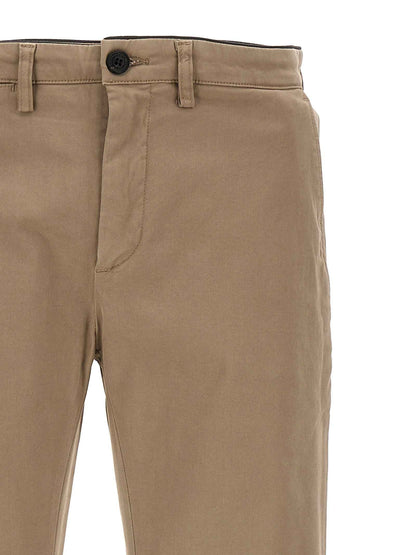 Beige Cotton Casual Pants