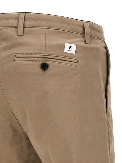 Beige Cotton Casual Pants