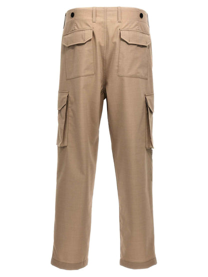 Beige Polyester Cargo Pants