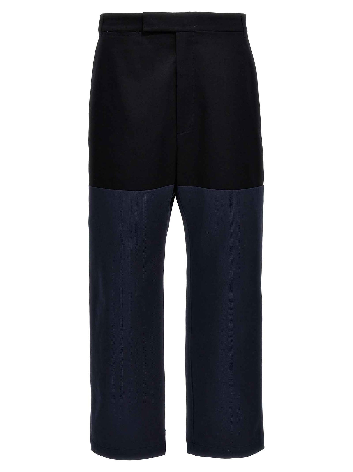 Blue Cotton Casual Pants
