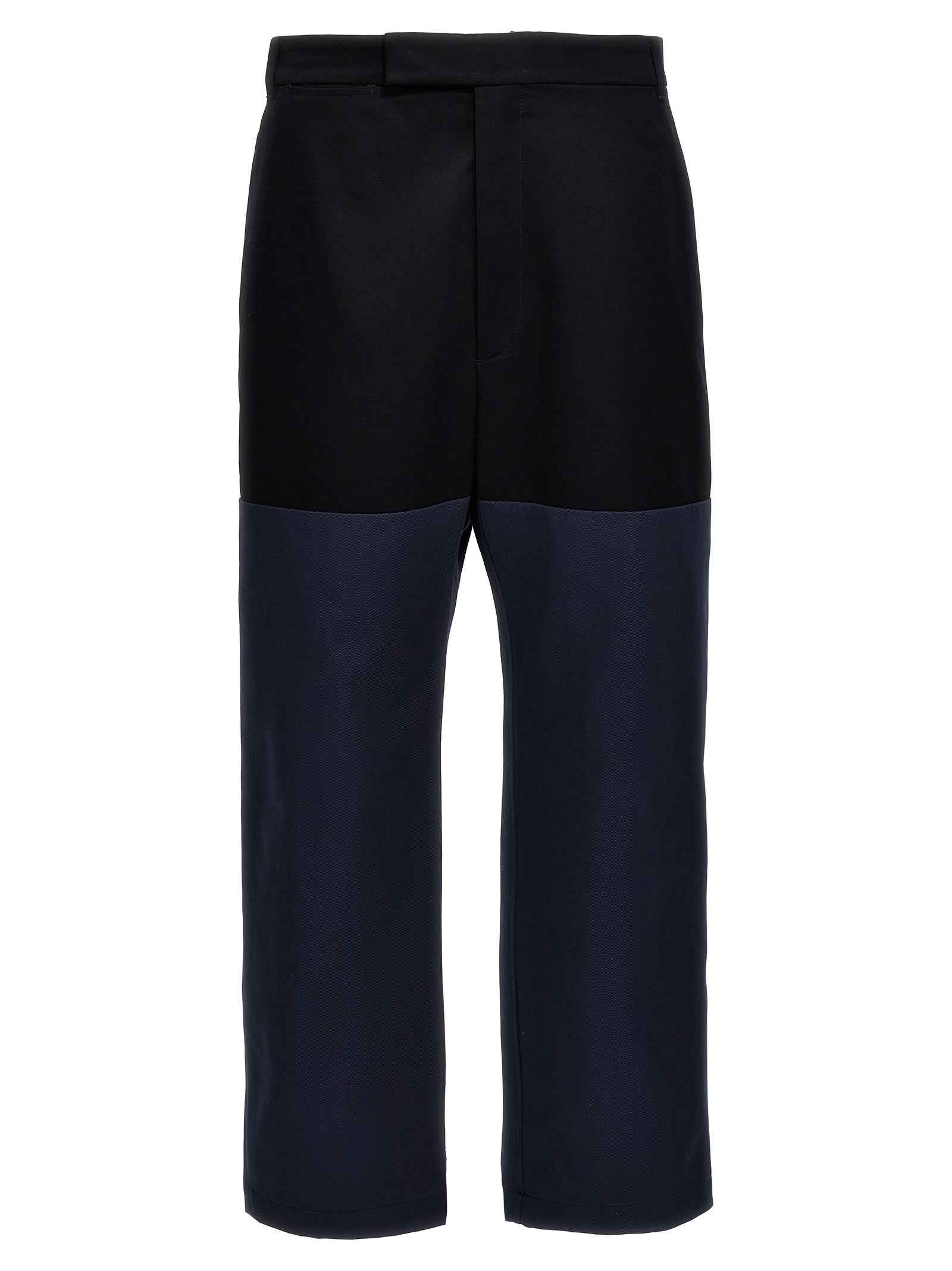 Blue Cotton Casual Pants